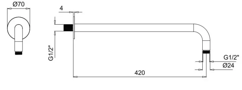 SB Rubinetterie Universal väggduscharm rund 42cm färg krom 1208946670