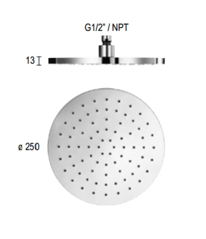 SB Rubinetterie Regndusch Eco Air vattensparande huvuddusch 25 cm metall krom 1208946743