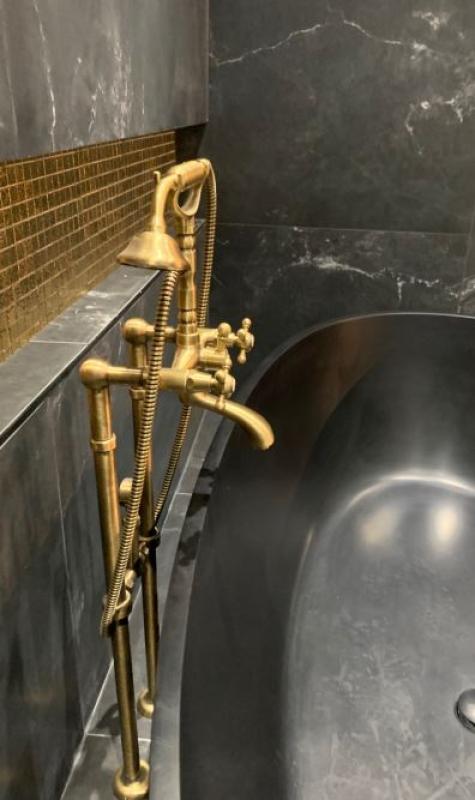 PB Fristående badkarblandare nostalgisk stjärnknappar Brons 6000