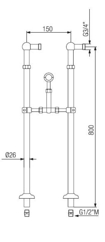PB Fristående badkarblandare nostalgisk stjärnknoppar rostfritt stål 6000