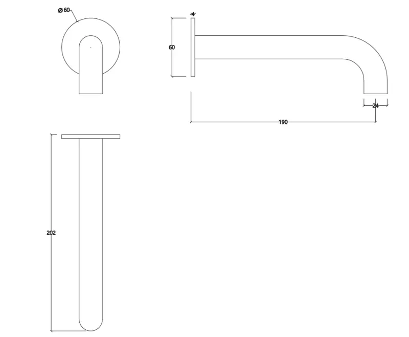 Waterevolution Flow badkarspip mat vit T167119BR längd på pipen 19cm