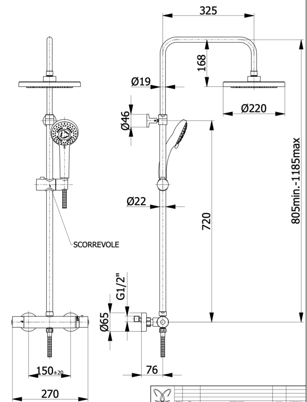DEMM Shower duschkombination termostat med regndusch krom 1208946965