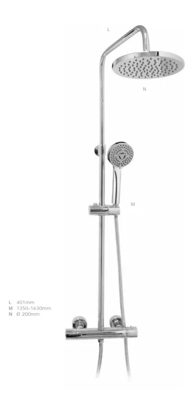 DEMM Shower duschkombination termostat med regndusch krom 1208946965