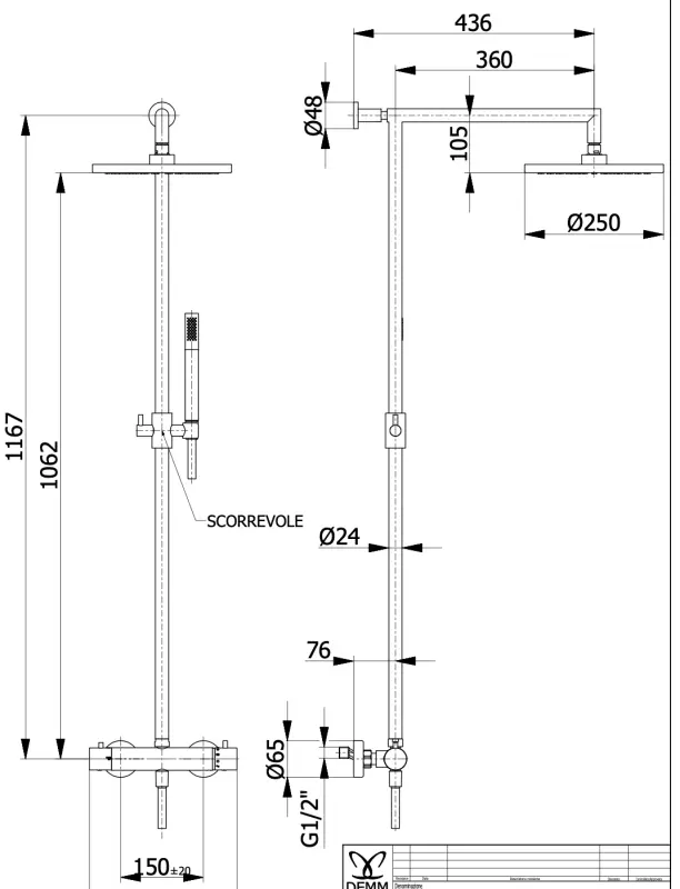 DEMM Shower duschkombination termostat med regndusch krom 1208946967