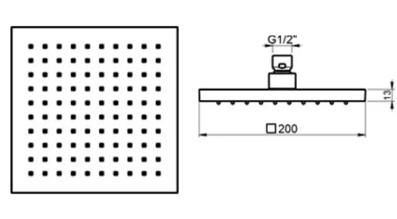 SB Rubinetterie Regndusch Eco Air vattensparande fyrkantig regndusch Matt svart 20x20cm 1208947014