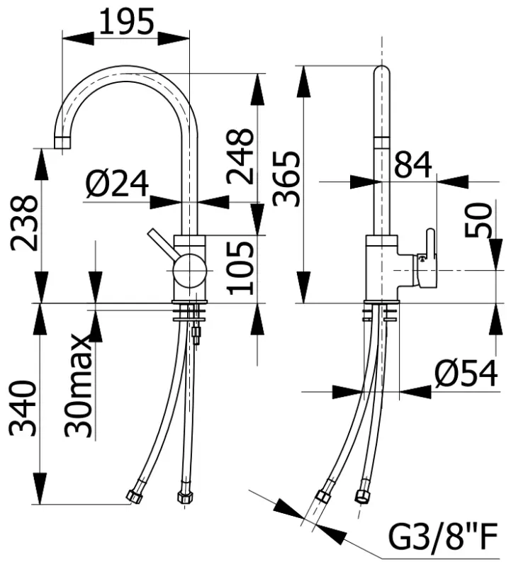 DEMM kökskran enhands med svängbar pip krom 1208947336