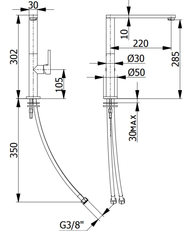 DEMM kökskran enhandtag med vridbar pip krom 1208947354
