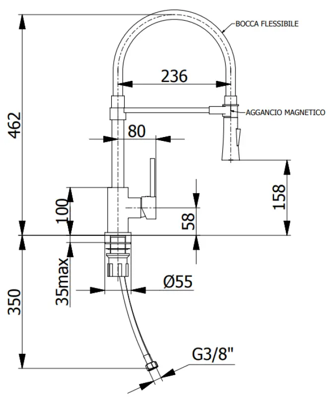 DEMM hög köksblandare med svängbar pip och duschfunktion krom/svart 1208947355