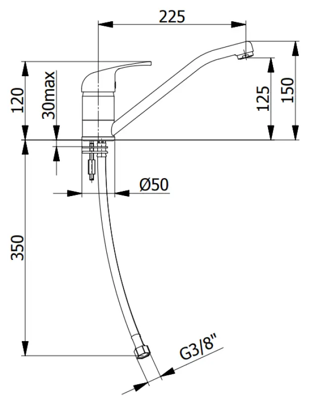 DEMM kökskran enhands med svängbar pip krom 1208947358