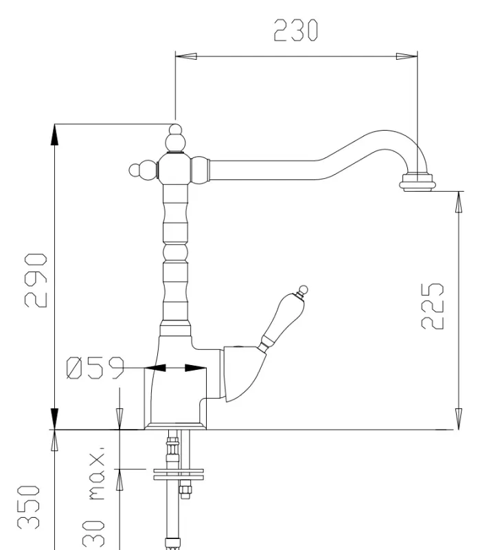 DEMM Nostalgisk kökskran med svängbar pip krom klassisk 1208947364