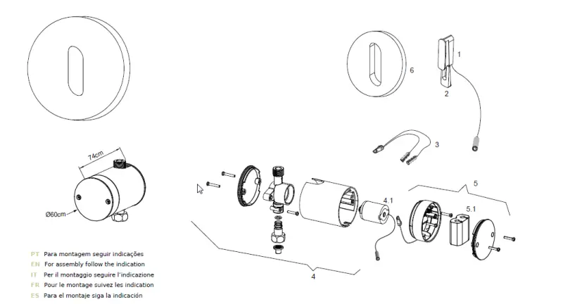 Waterevolution Flow inbyggd tvättställ infraröd sensor på batterier krom T118EB01