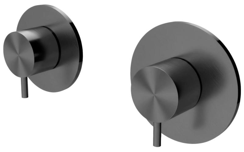 Waterevolution Flow inbyggd duschtermostat med 1 omställningskran, gun metal 1208948849