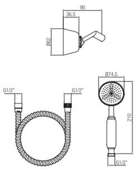 PB klassisk handduschset med hängkrok rostfritt stål 1208952419