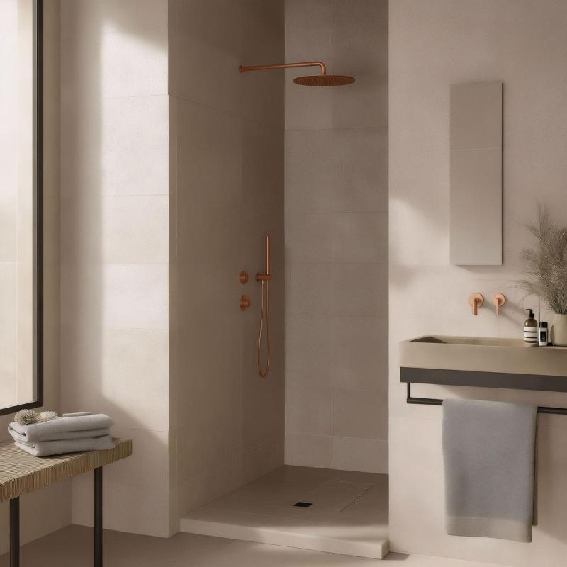 Waterevolution Flow inbyggd duschtermostat med 1 omställningskran koppar