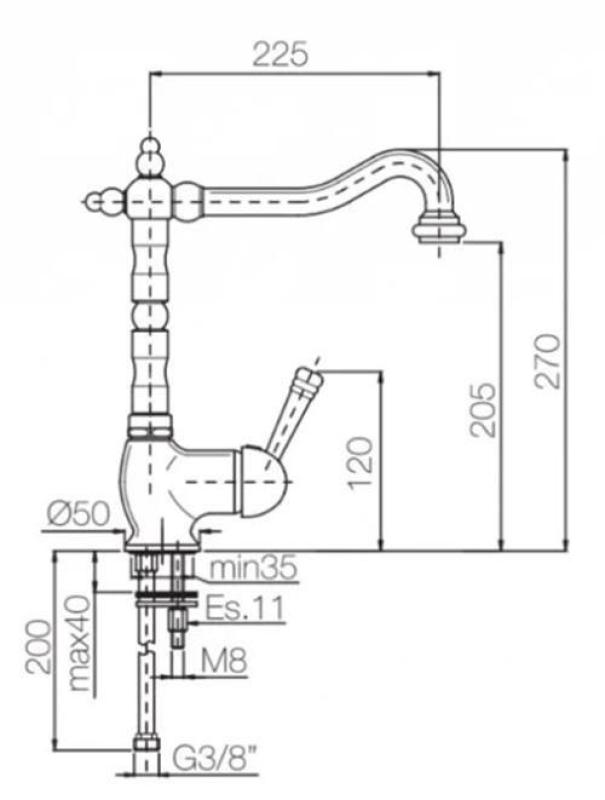 PB nostalgisk ettgrepps kökskran med vit handtag rostfritt stål 1208952878