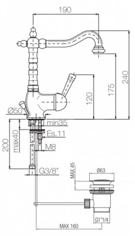 PB Tvättställsblandare nostalgisk Vintage Brons
