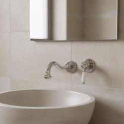 PB nostalgisk inbyggd tvättställsblandare Vintage pip 21cm krom