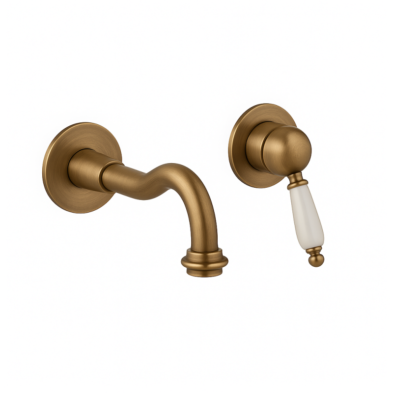 PB nostalgisk inbyggd tvättställsblandare Vintage utloppspip 21 cm Brons