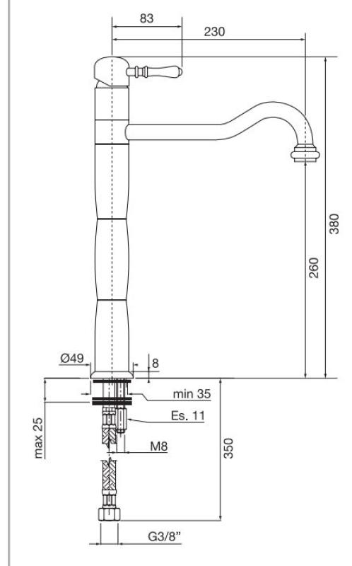 PB Classic Nostalgisk pelare kökskran rostfritt stål 1208952922