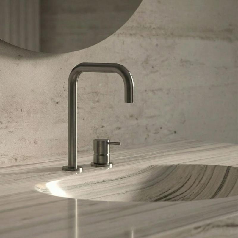 Waterevolution Flow 2-håls tvättställsblandare Gun Metal T112HGME
