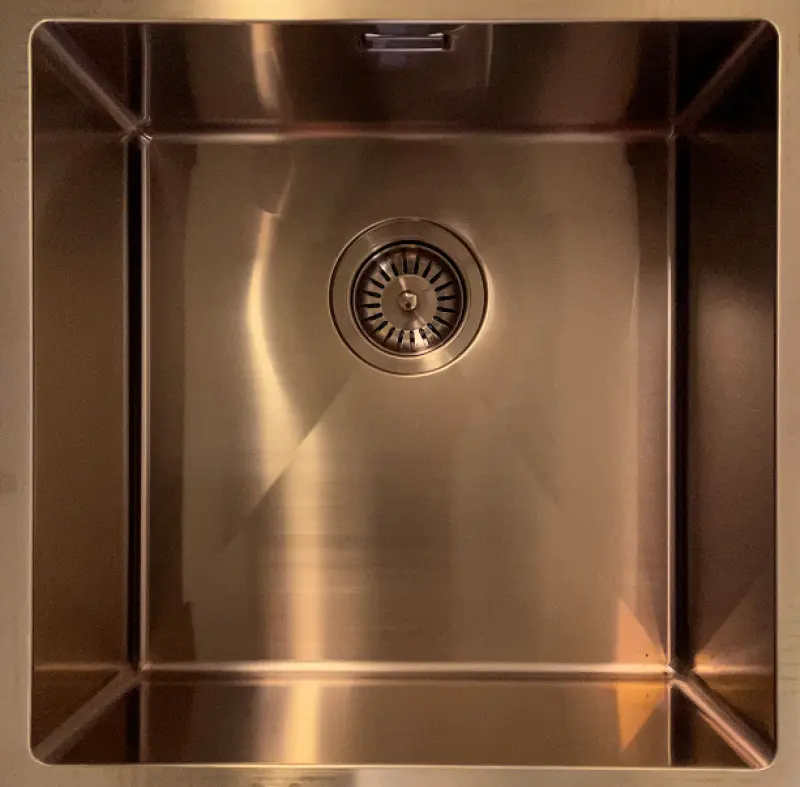 Ausmann Mosel rostfri diskho kopparfärg PVD Copper 40x40 underlimmad, planlimmad och ovanpåliggande 080969