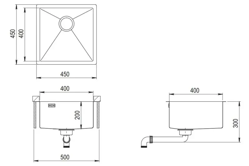 Ausmann Mosel rostfri diskho kopparfärg PVD Copper 40x40 underlimmad, planlimmad och ovanpåliggande 080969