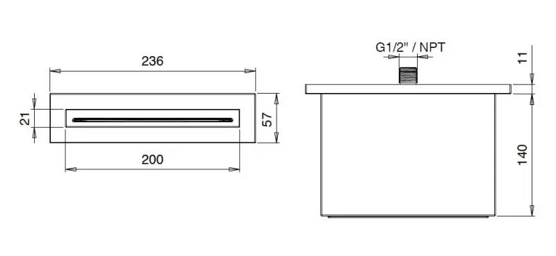 SB Square vattenfallutlopp matt svart