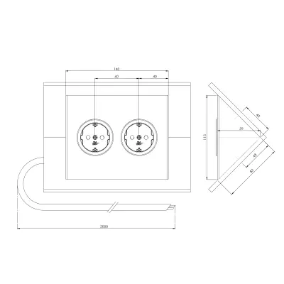 Contactuttag med 2 jordade uttag RVS 1208953211