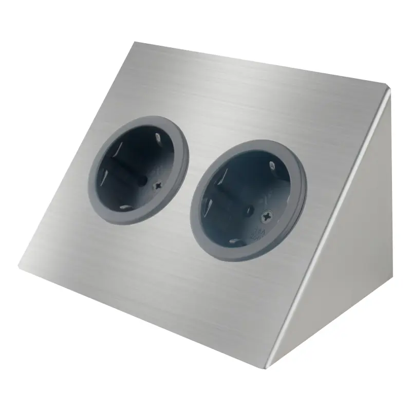 Indux Corner Еnergiezuil att placera horisontellt med 2 uttag med jordning i rostfritt stål 1208953211