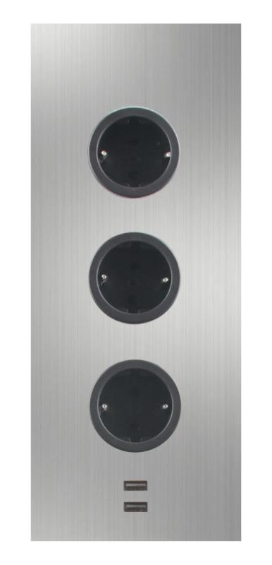 Indux Corner Energisäule mit 3 Steckdosen, Schutzerdung und doppelter USB-A&amp;C-Ladegerät Edelstahl 1208953216