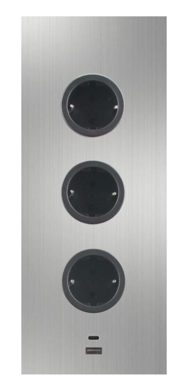 Indux Corner Energisäule mit 3 Steckdosen, Schutzerdung und doppelter USB-A&amp;C-Ladegerät Edelstahl 1208953216