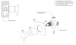 Waterevolution Flow inbyggd 2-vägs omkastare borstad mässing med rund rosett T1482RLE