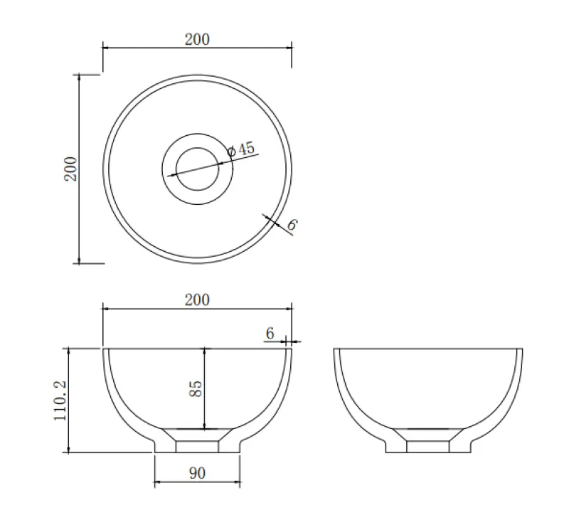 Solid S liten tvättställskärl i Solid Surface, rund, 20 x 20 x 11 cm, matt svart, 1208953268