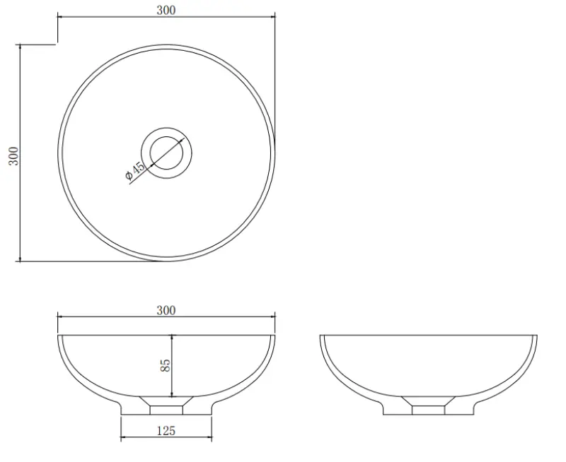 Solid S liten tvättställskärl i Solid Surface, rund, 30 x 30 x 11 cm, matt svart, 1208953271