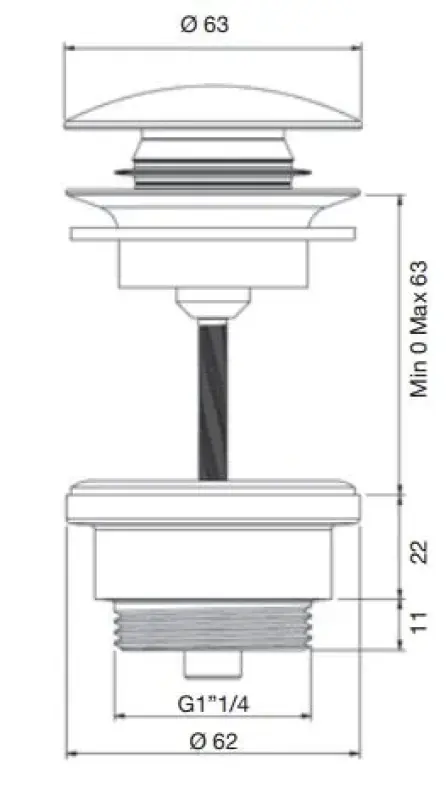 PB Unix tvättställspropp 1 1/4 avstängningsbar push up klick klack brons 1208953284