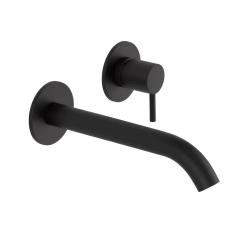 SB Round inbyggd tvättställsblandare matt svart - 102 mm