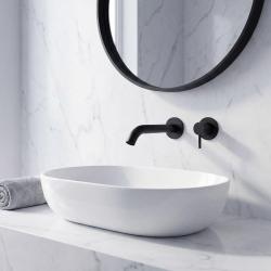 SB Round inbyggd tvättställsblandare matt svart - 102 mm