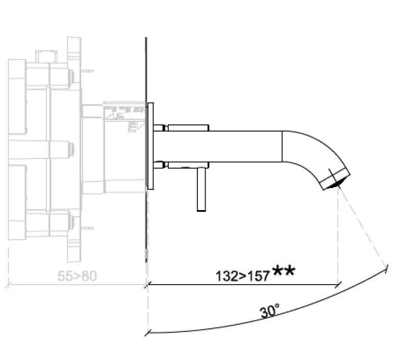 SB Round inbyggd tvättställsblandare matt vit 132 mm