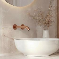 SB Round inbyggd tvättställsblandare borstad koppar PVD 162 mm