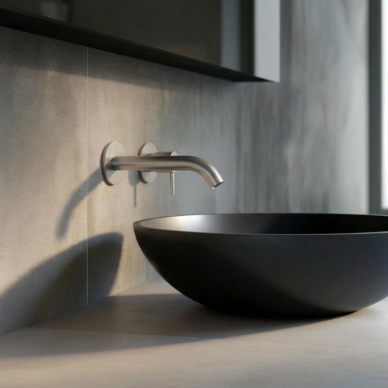 SB Round 316 inbyggd tvättställsblandare rostfritt stål 132 mm