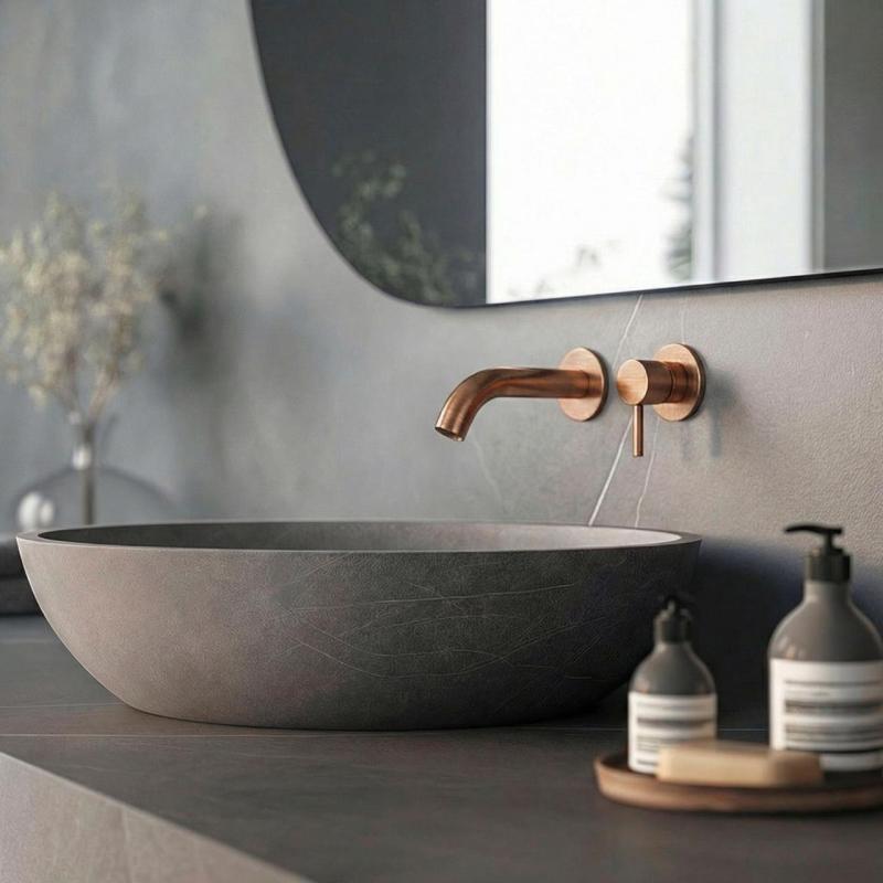 SB Round 316 inbyggd tvättställsblandare Borstad Koppar PVD 102mm