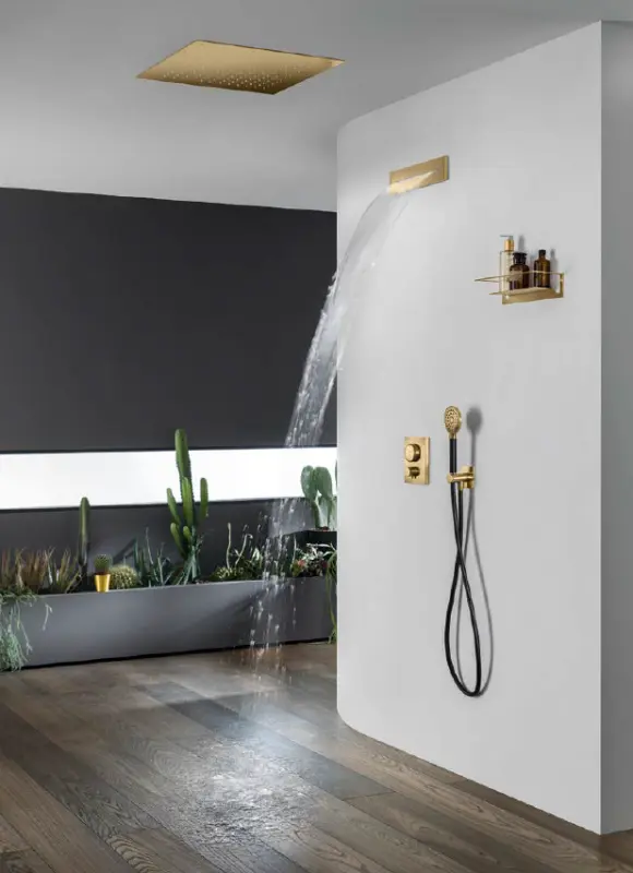 SB Square regndusch infälld 380x380mm Borstad Mässing PVD