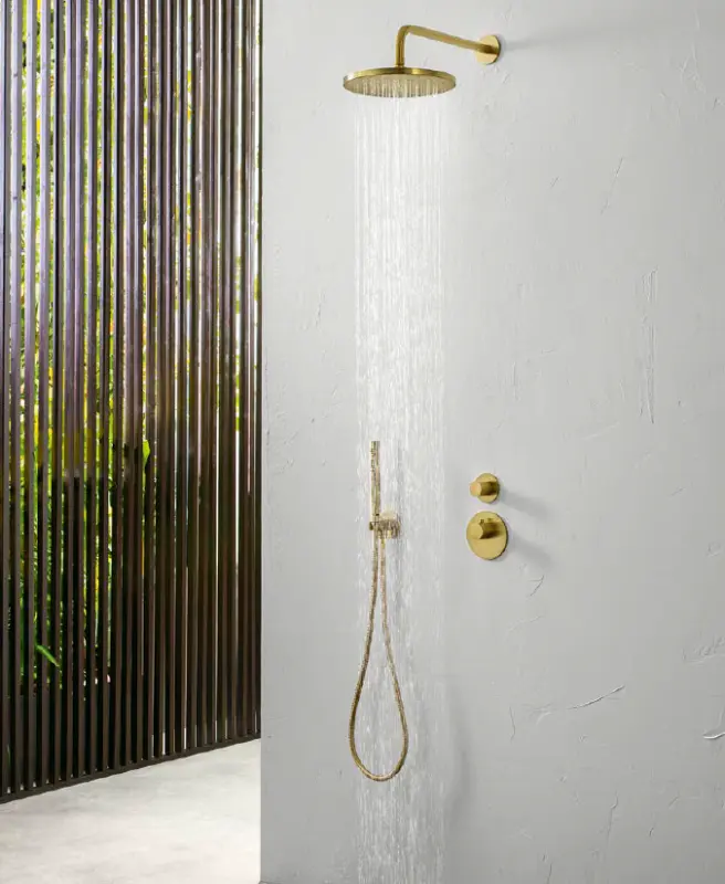 SB Rubinetterie 316 handduschset med slang och upphängningskrok borstad mässing PVD 1208953547