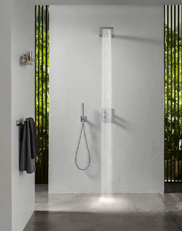 SB 316 Fyrkantig handduschset med slang och upphängningskrok i rostfritt stål