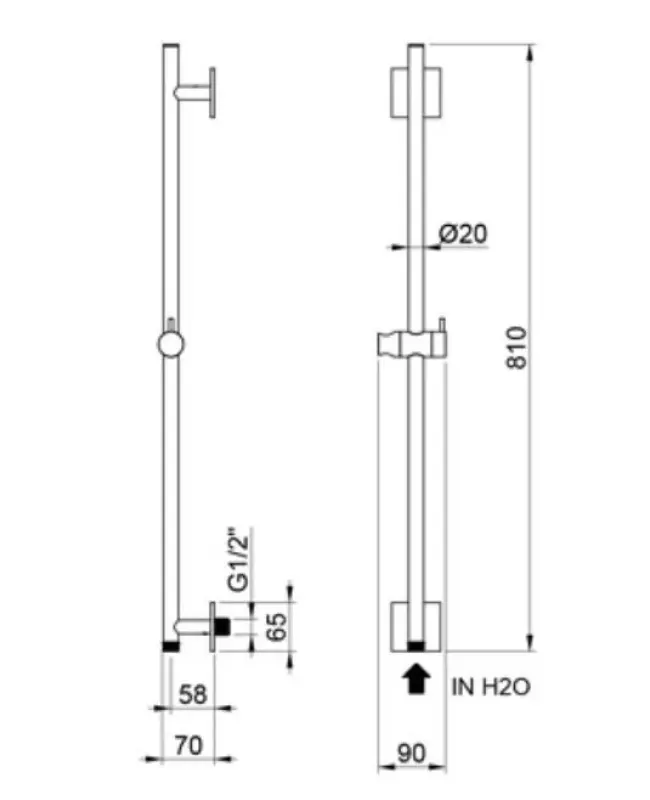 SB Rubinetterie Universale 316 Rostfritt stål duschstolpe borstad med vattenanslutning 1208953564
