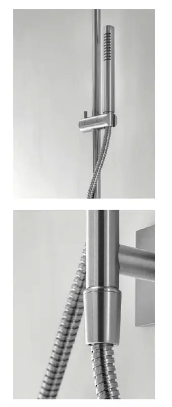 SB 316 Square duschstångset med handdusch och duschslang rostfritt stål