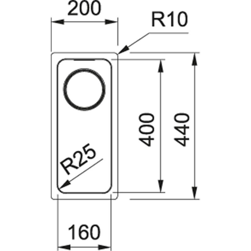 Franke Mythos MYX 110.16 rostfritt stål liten diskho 16x40 cm undermonterad 122.0638.196