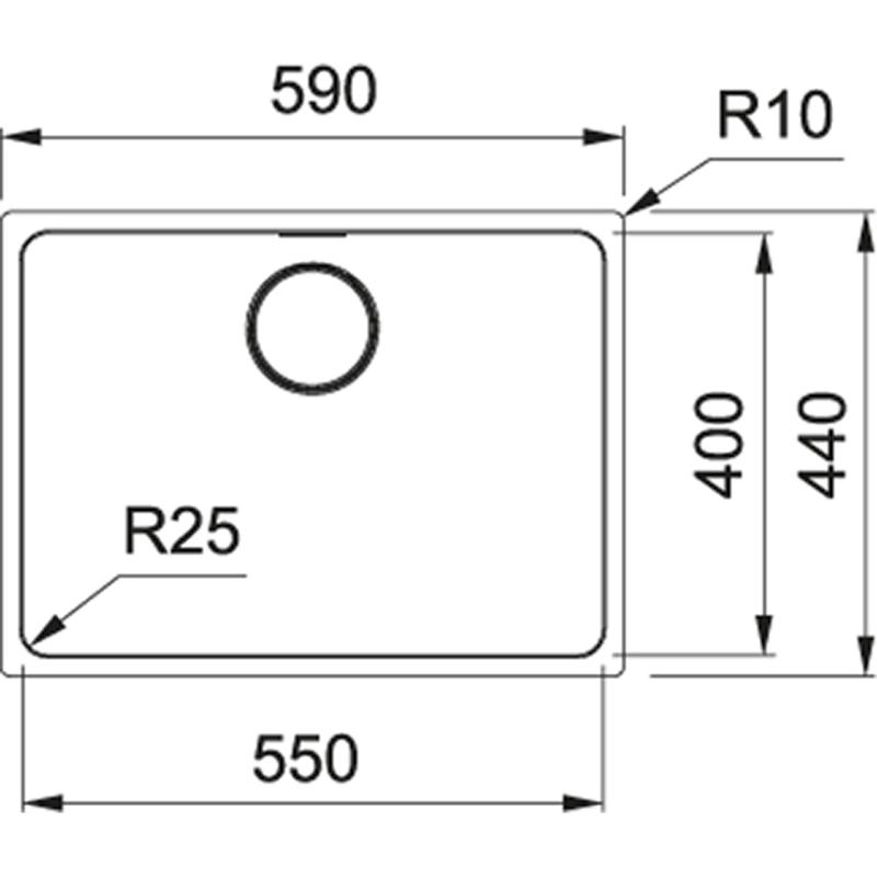 Franke Mythos MYX 110.55 rostfritt stål diskho 55x40 cm undermontering 122.0638.200