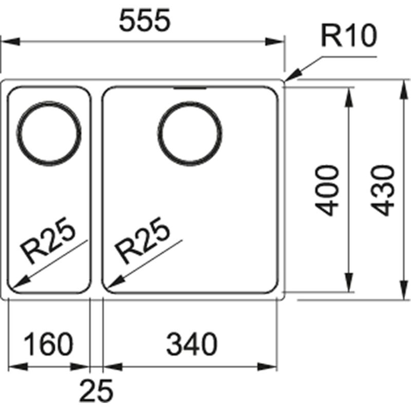 Franke Mythos MYX 160.34.16 BR ett och ett halvt rostfritt stål diskho undermontering 16+34 cm 122.0638.272