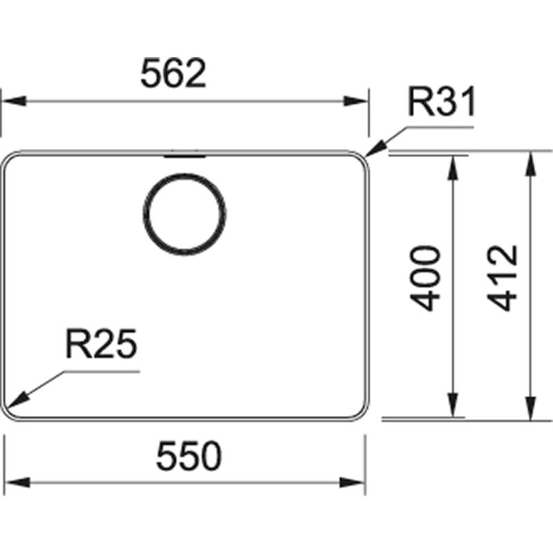 Franke Mythos MYX 210.55 rostfritt stål diskbänk 55x40cm planmontering 127.0638.277